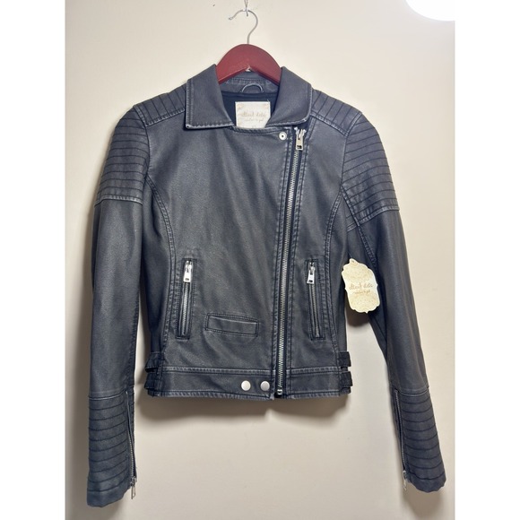 Altar'd State Jackets & Blazers - Altar'd State Jacket Women's Size XS Black Faux Leather Biker Motto Streetwear